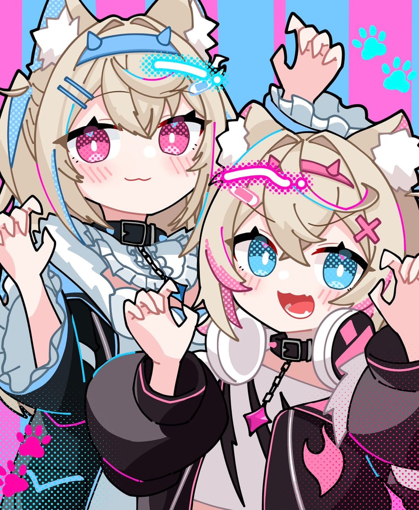 fuwawa abyssgard and mococo abyssgard (hololive and 1 more) drawn by koora_aisu
