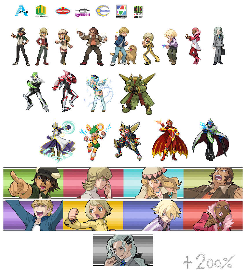 barnaby brooks jr., kaburagi t. kotetsu, ivan karelin, huang pao-lin, karina lyle, and 13 more (pokemon and 1 more) drawn by enmto