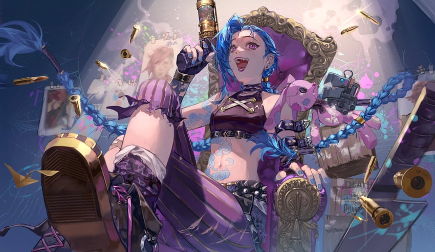 jinx, vi, arcane jinx, and arcane vi (league of legends and 1 more) drawn by kelezi