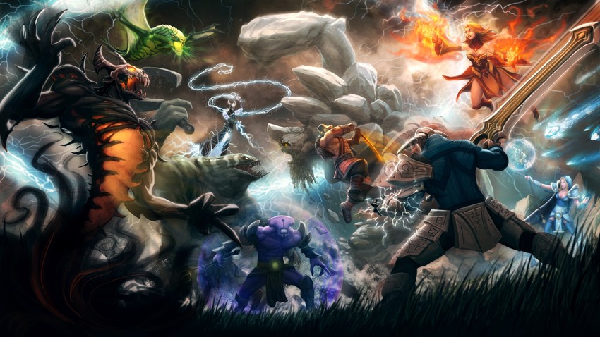 crystal maiden, tidehunter, juggernaut, faceless void, sven, and 1 more (dota and 2 more) drawn by kunkka