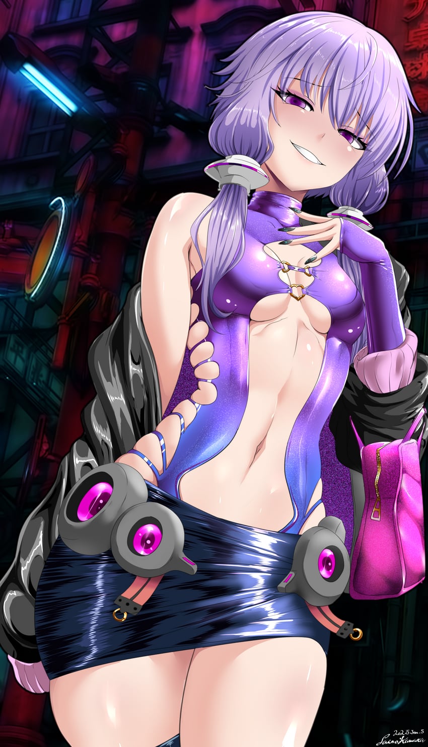yuzuki yukari (vocaloid and 1 more) drawn by akumara