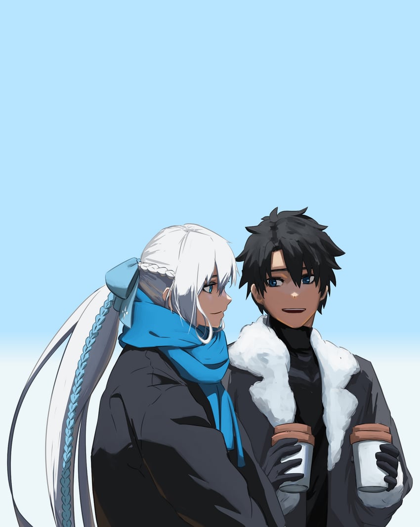 fujimaru ritsuka and morgan le fay (fate and 1 more) drawn by paperpillar