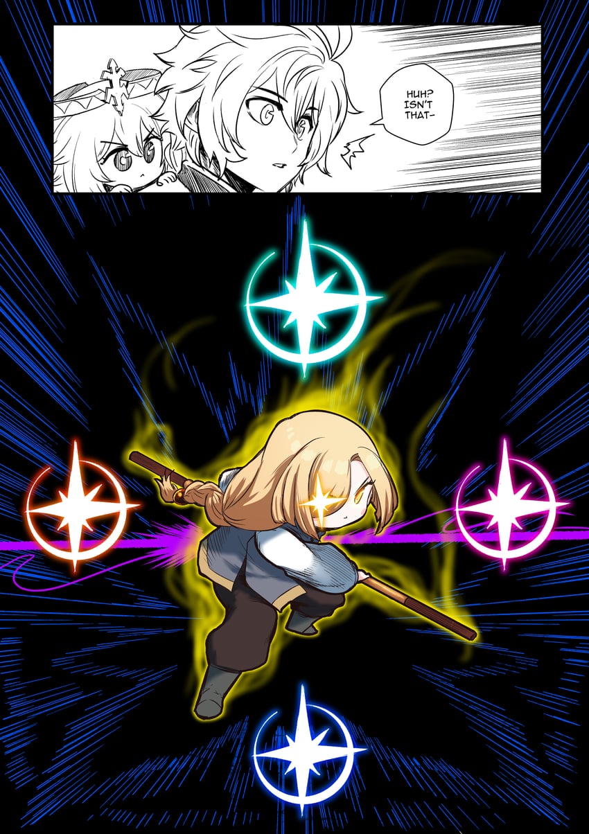 aether and paimon (genshin impact) drawn by aepuru_arts