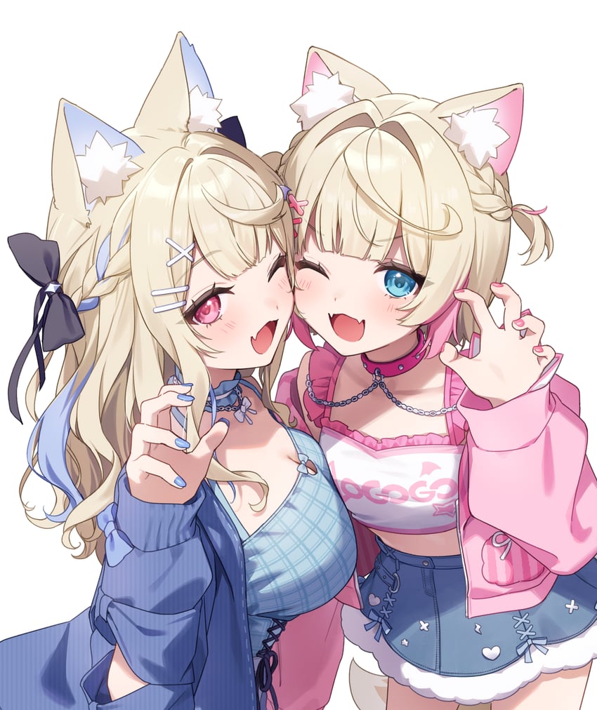 fuwawa abyssgard and mococo abyssgard (hololive and 1 more) drawn by akabino