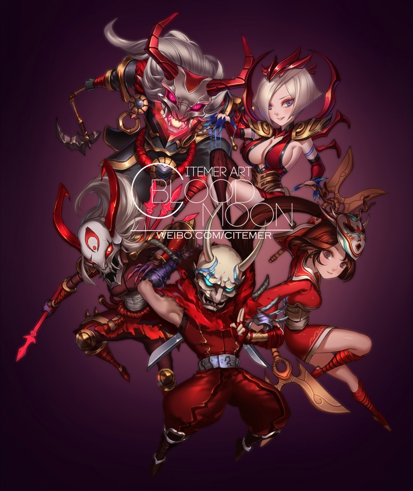 akali, thresh, shen, elise, kalista, and 2 more (league of legends) drawn by citemer
