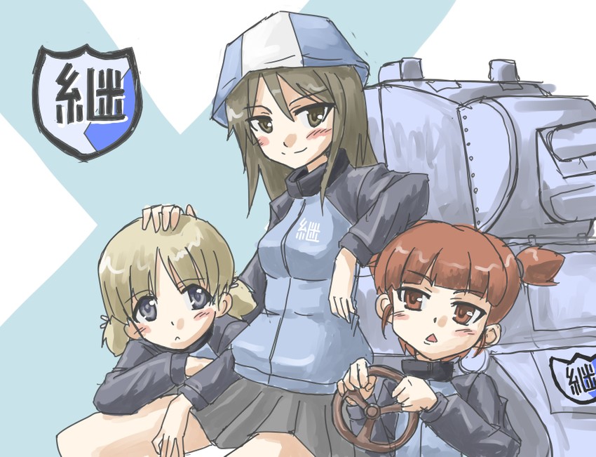 mika, aki, and mikko (girls und panzer) drawn by higezamurai_(kurage_gunsou)