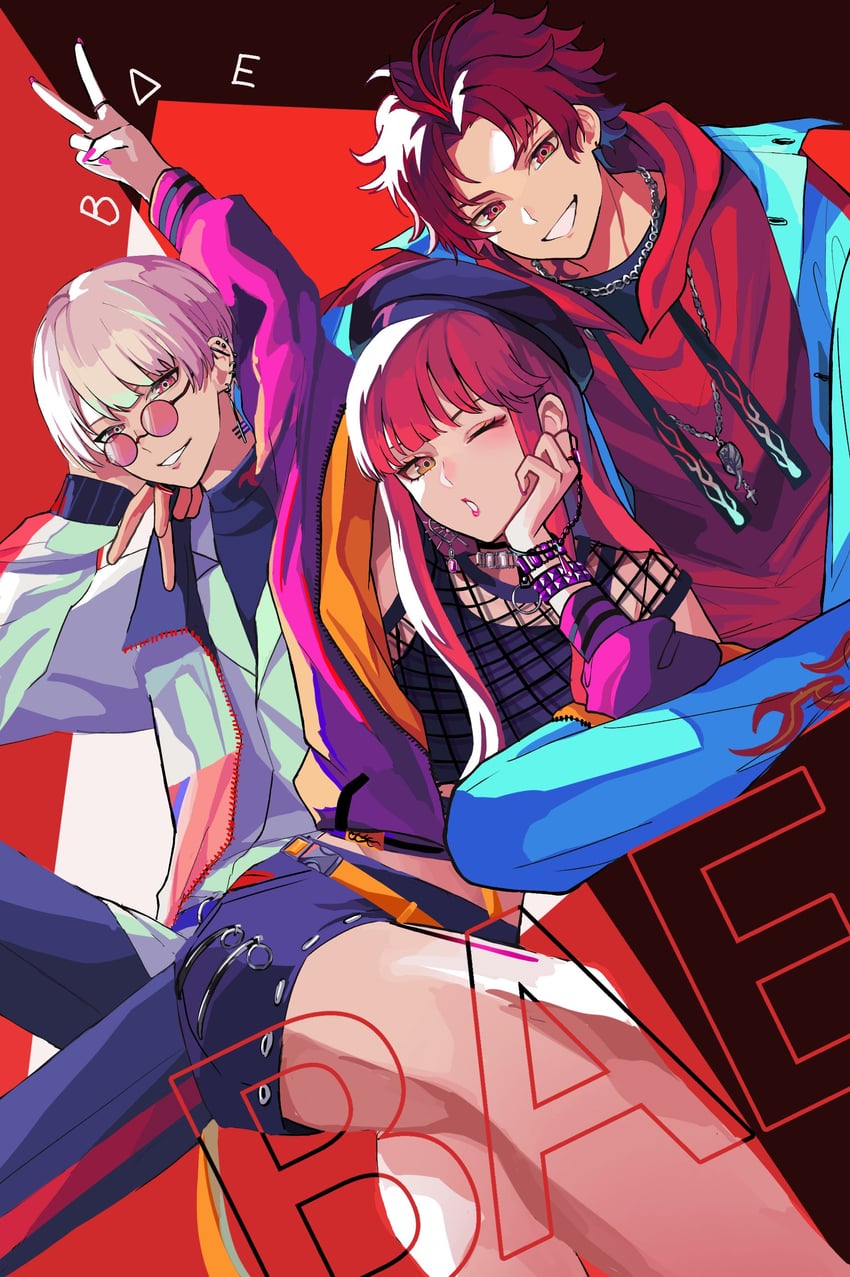 sugasano allen, anne faulkner, and yeon hajun (paradox live) drawn by massuru_jojoen