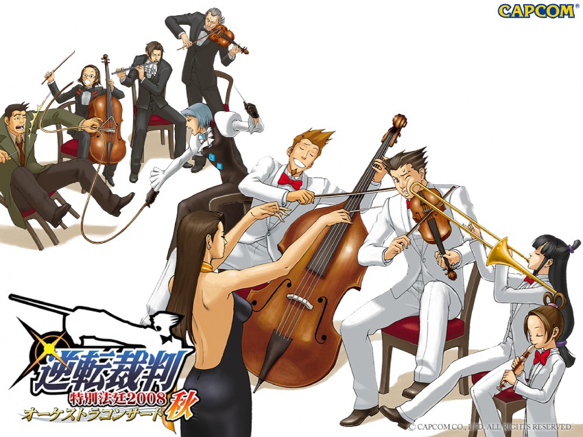 phoenix wright, miles edgeworth, maya fey, franziska von karma, dick gumshoe, and 5 more (ace attorney) drawn by iwamoto_tatsurou