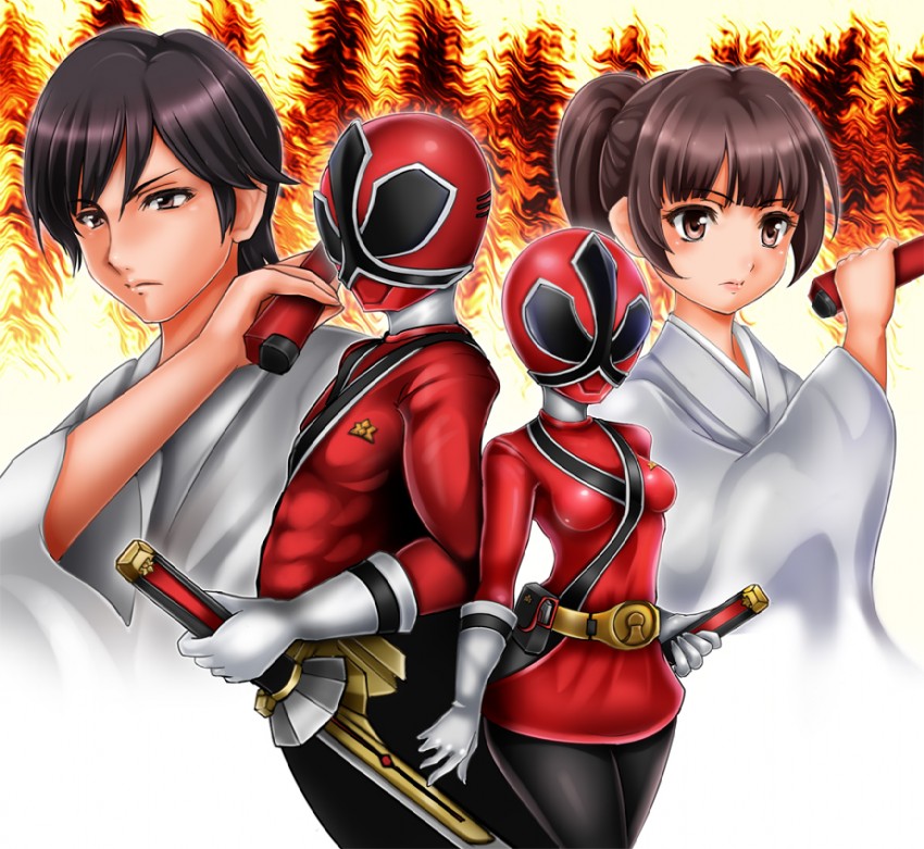shinken red, shiba takeru, and shiba kaoru (super sentai and 1 more) drawn by 1041_(toshikazu)