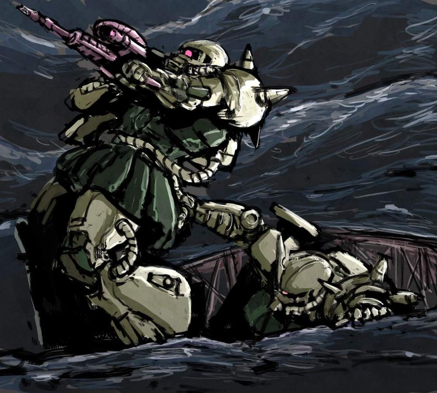 zaku ii, zaku ii f/j, and zaku ii s (gundam and 1 more) drawn by moto_murabito