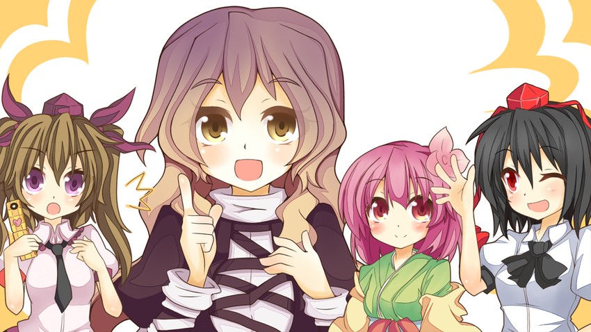 shameimaru aya, hijiri byakuren, himekaidou hatate, and hieda no akyuu (touhou) drawn by keyaki_chimaki