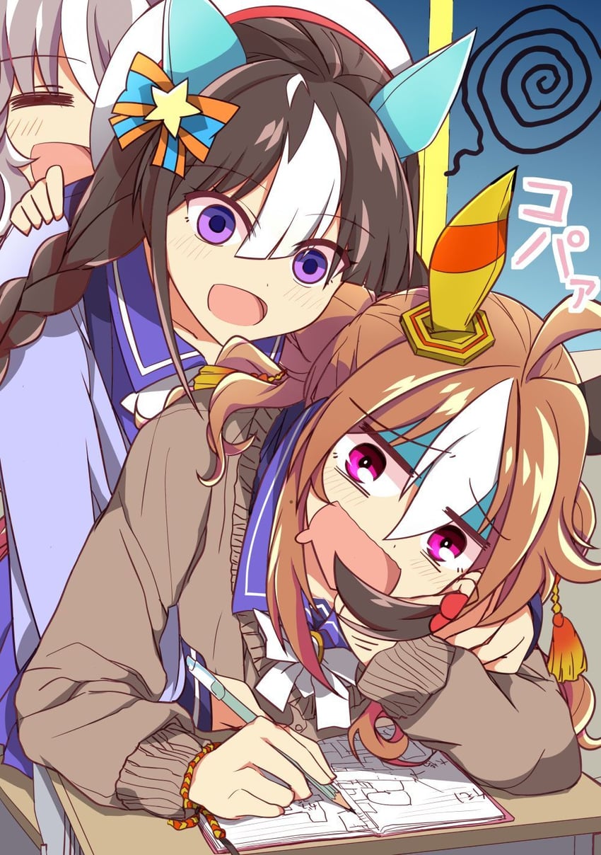 hokko tarumae, copano rickey, and wonder acute (umamusume) drawn by wahiko_(black_bastard)
