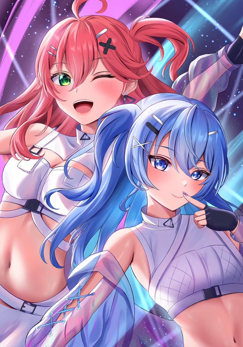 hoshimachi suisei and sakura miko (hololive and 1 more) drawn by shouhaku0512