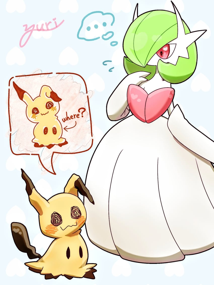 gardevoir, mega gardevoir, and mimikyu (pokemon) drawn by yuri_(fl0werspace)