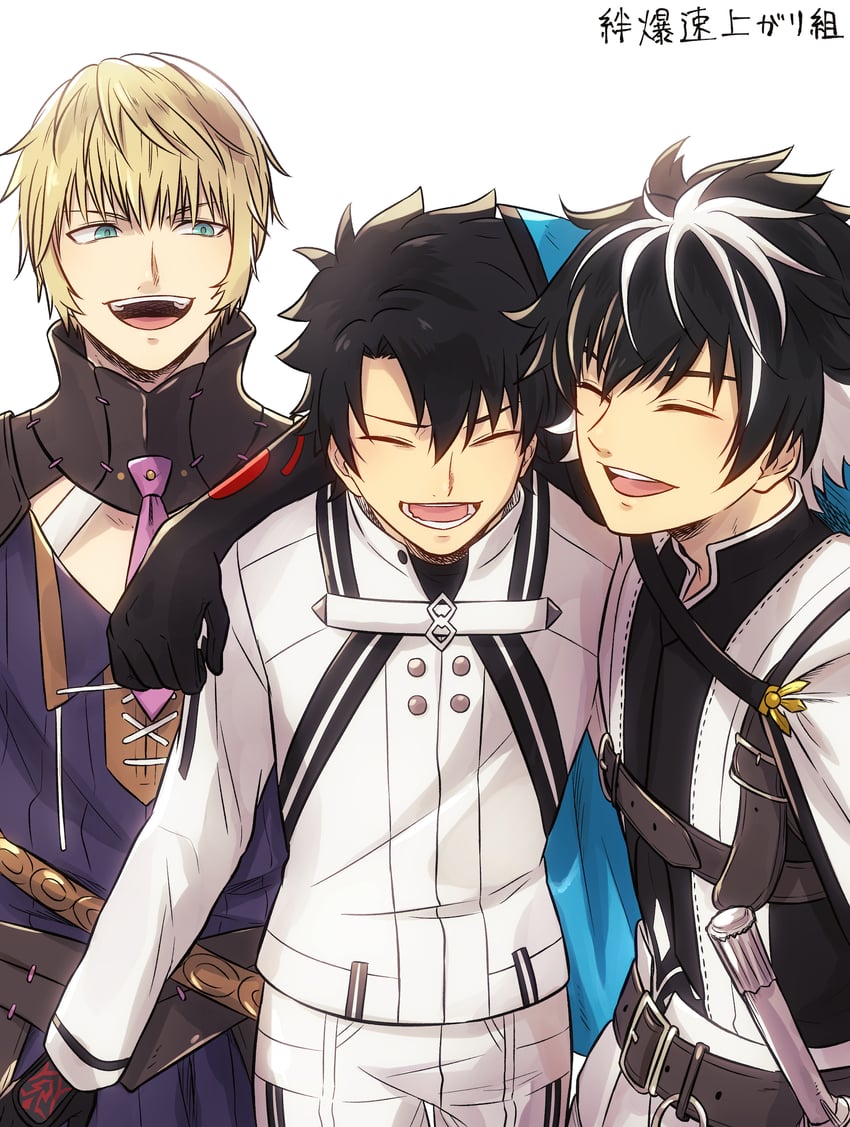 fujimaru ritsuka, charlemagne, and roland (fate and 1 more) drawn by yoi_(207342)