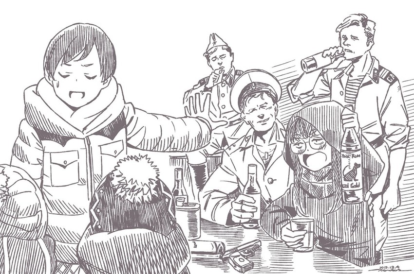 shima rin, kagamihara nadeshiko, and toba minami (real life and 1 more) drawn by horikou