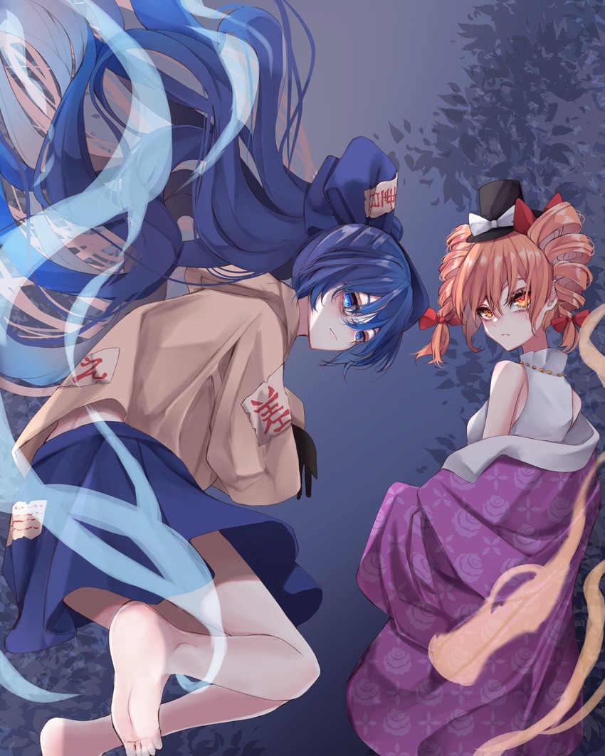 yorigami shion and yorigami jo'on (touhou) drawn by kararage_tsune