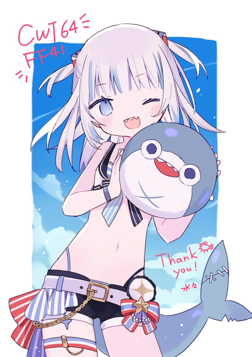 gawr gura and bloop (hololive and 1 more) drawn by mizumizu_(phoenix)