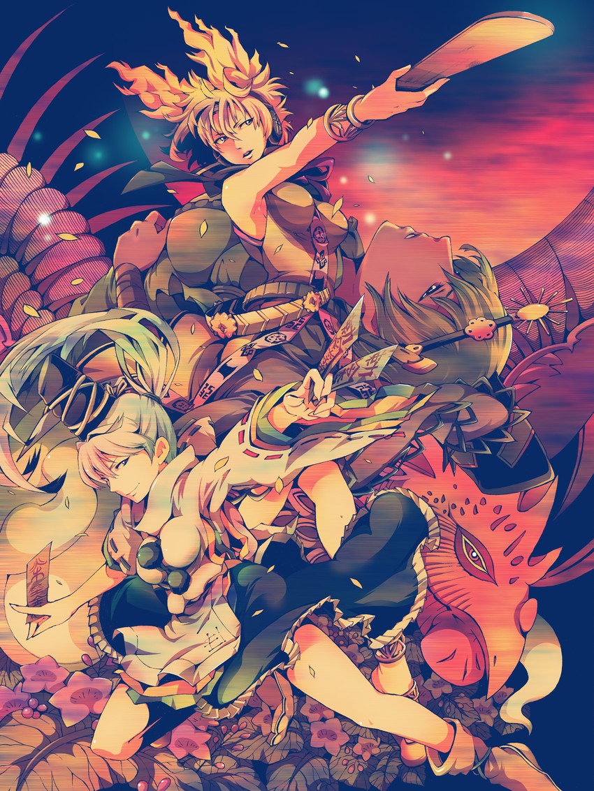 toyosatomimi no miko, mononobe no futo, and soga no tojiko (touhou and 1 more) drawn by ichizen_(o_tori)