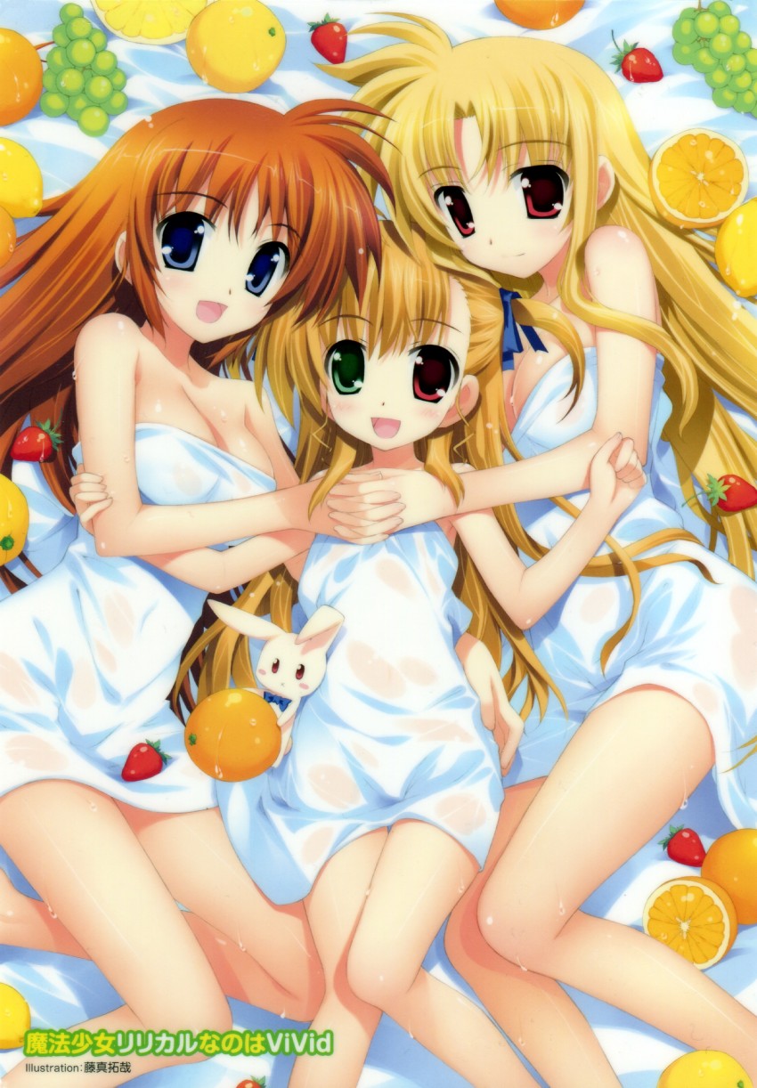 fate testarossa, takamachi nanoha, vivio, and sacred heart (lyrical nanoha and 1 more) drawn by fujima_takuya