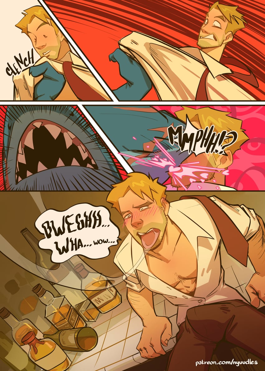 john constantine and king shark (dc comics) drawn by nyuudles
