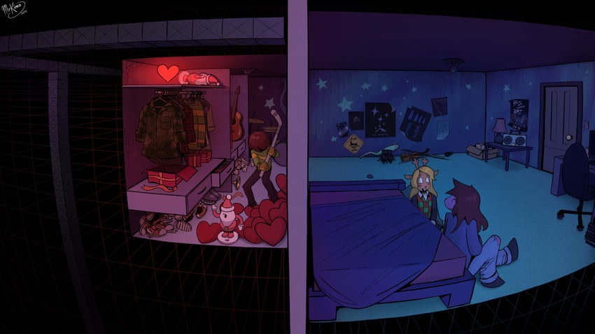 kris, susie, noelle holiday, and soul (deltarune) drawn by mrkimo