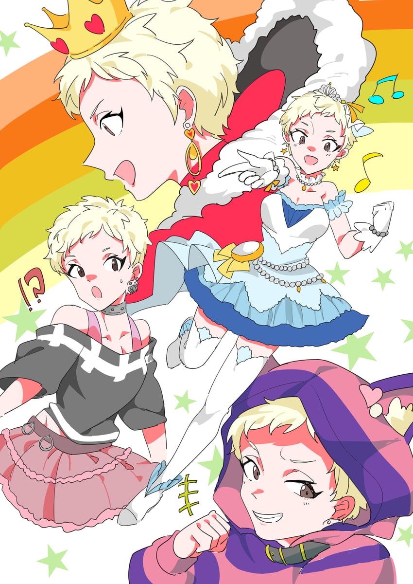 cheshire cat, queen of hearts, and senzaki ema (idolmaster and 2 more) drawn by e-no-ki