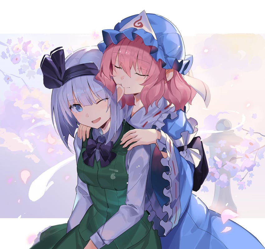 konpaku youmu and saigyouji yuyuko (touhou) drawn by falken_(yutozin)