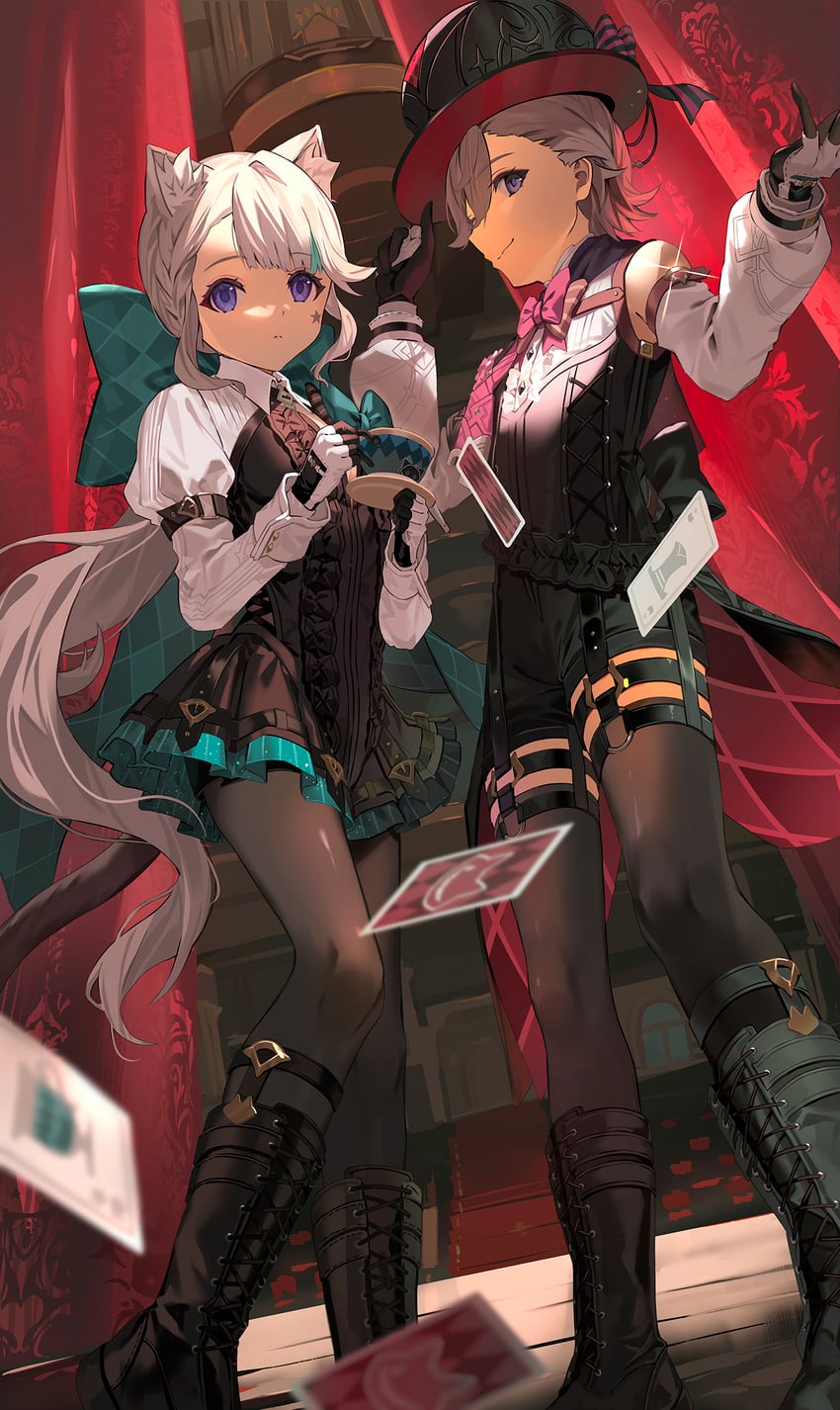 lynette and lyney (genshin impact) drawn by motto_(night_wear)