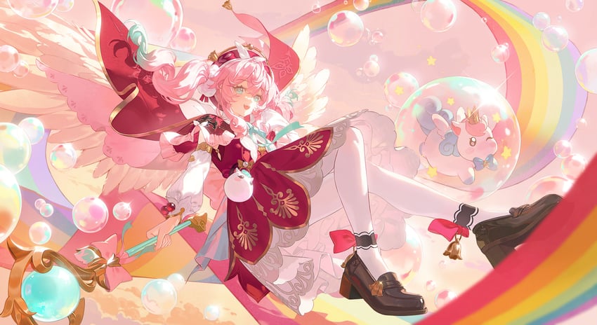 hyacine and little ica (honkai and 1 more) drawn by zhongjin