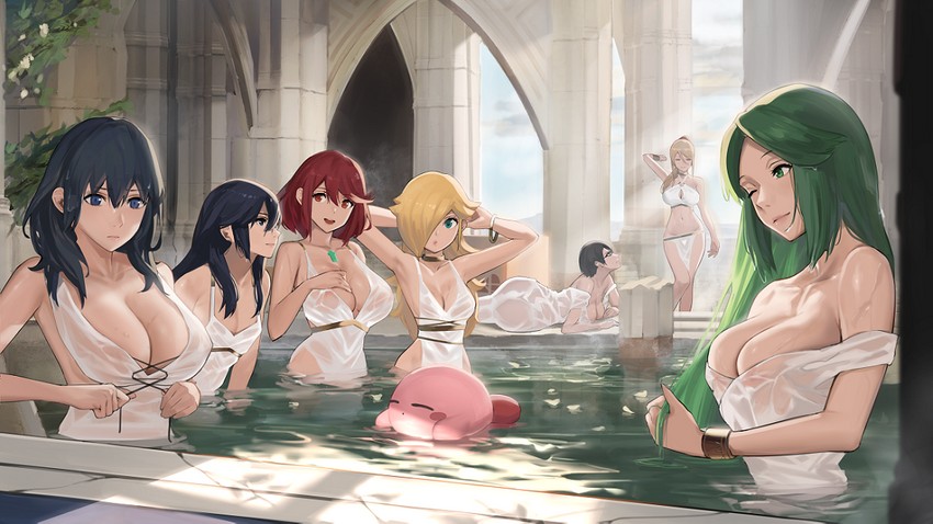 pyra, kirby, samus aran, female byleth, lucina, and 3 more (fire emblem and 12 more) drawn by j@ck