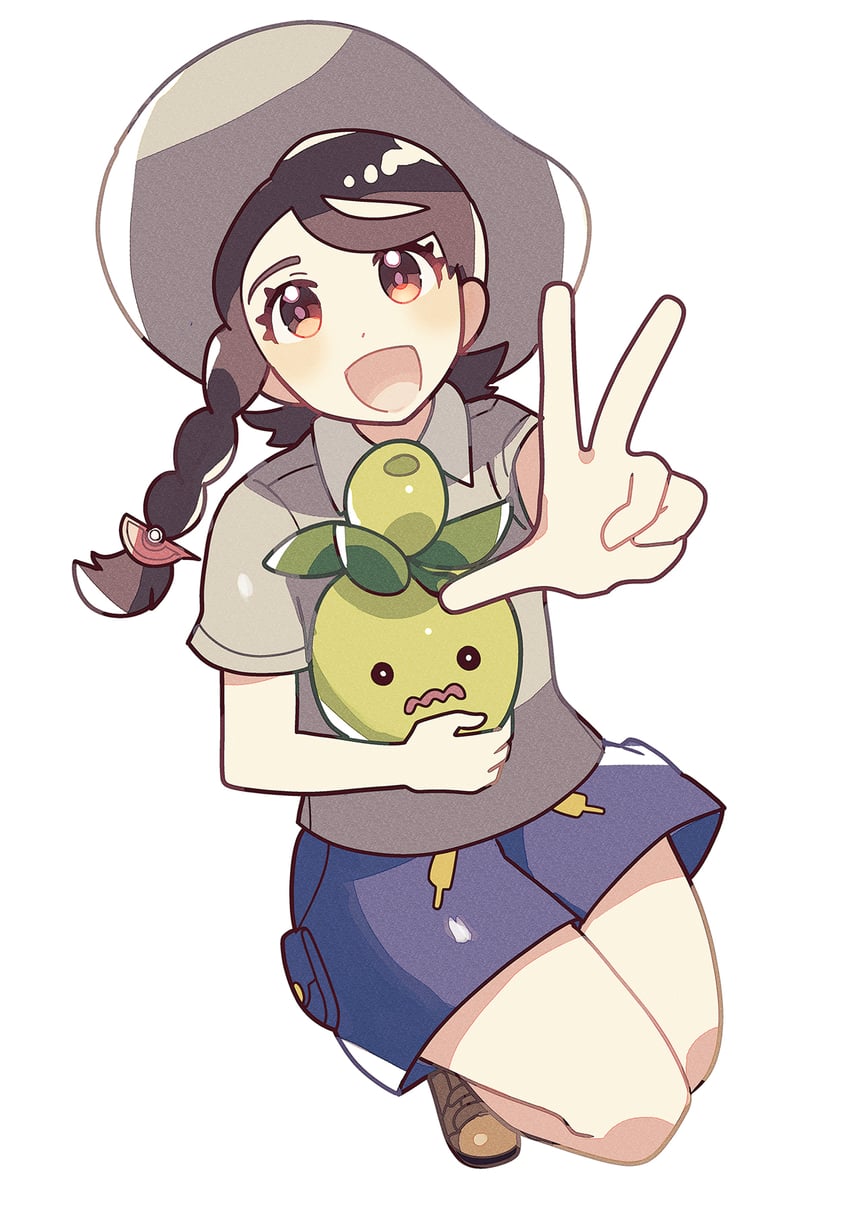juliana and smoliv (pokemon and 1 more) drawn by anidler91