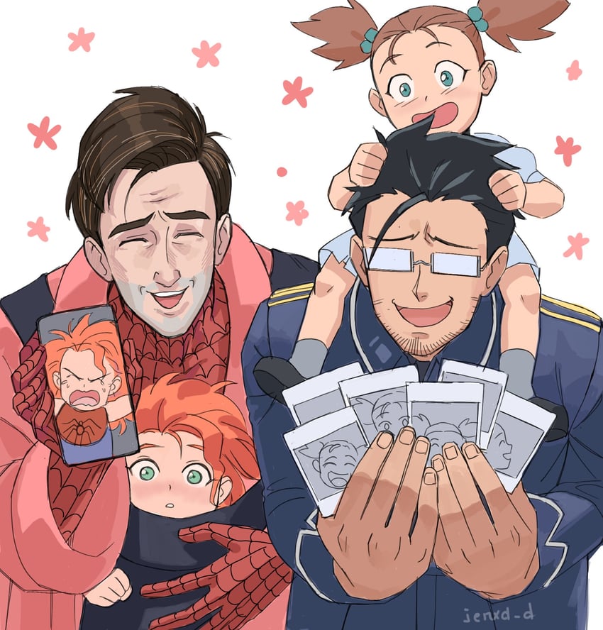 spider-man, peter b parker, maes hughes, mayday parker, and elicia hughes (marvel and 4 more) drawn by genniax