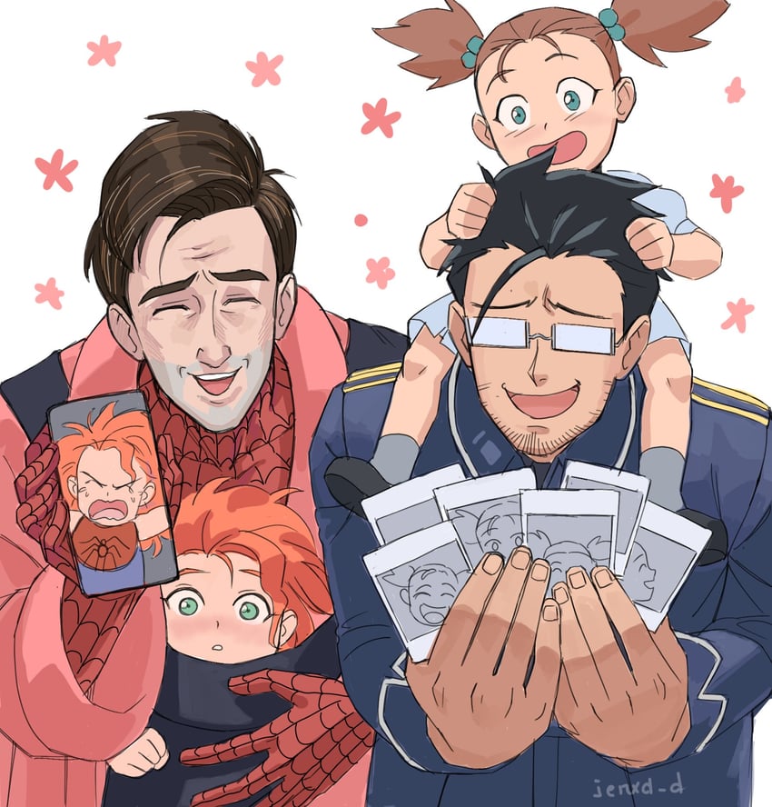 spider-man, peter b parker, maes hughes, mayday parker, and elicia hughes (marvel and 4 more) drawn by jenxd_d