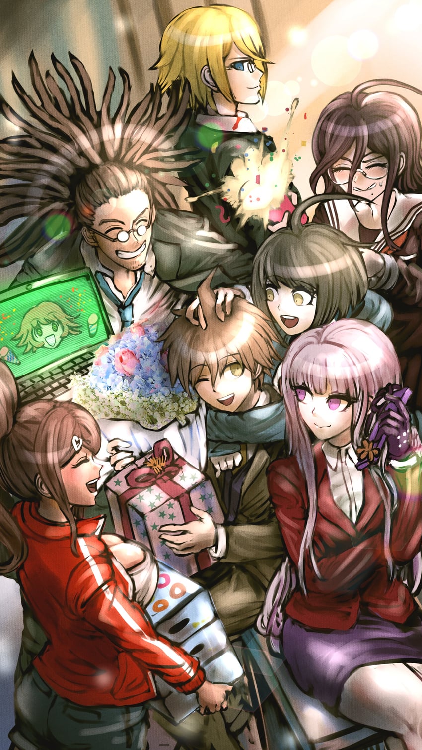 kirigiri kyoko, naegi makoto, fukawa toko, asahina aoi, naegi komaru, and 3 more (danganronpa and 2 more) drawn by minster_(dooke)