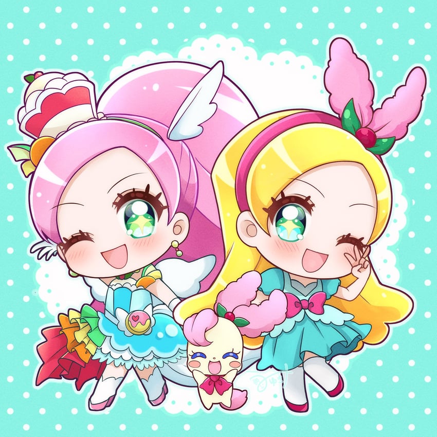 kirahoshi ciel and cure parfait (precure and 1 more) drawn by umiyuki_(umi_chu)