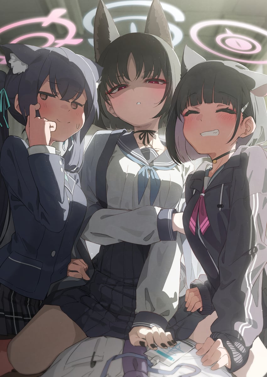 sensei, kazusa, serika, and kikyou (blue archive) drawn by csham