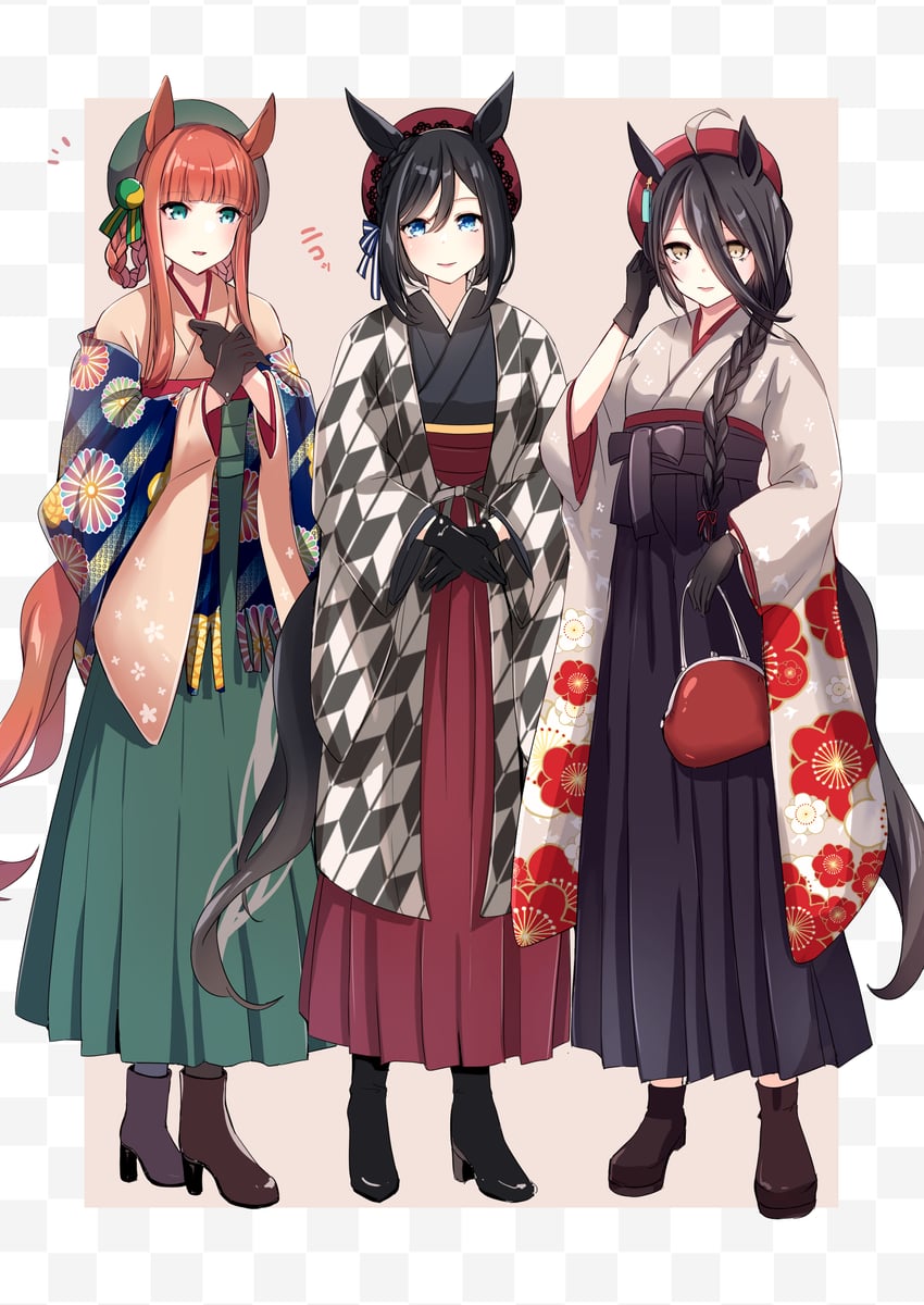 manhattan cafe, silence suzuka, and eishin flash (umamusume) drawn by sakura_yoru