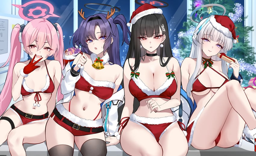 yuuka, rio, noa, and koyuki (blue archive) drawn by shigure_s