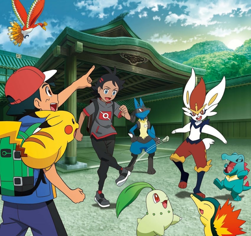 pikachu, ash ketchum, lucario, cyndaquil, chikorita, and 4 more (pokemon and 1 more)