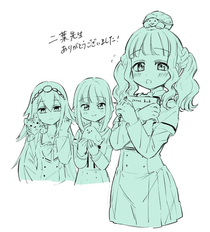 tamaki iroha, futaba sana, and kureha yuna (mahou shoujo madoka magica and 1 more) drawn by yukishiro_(hitsuji)
