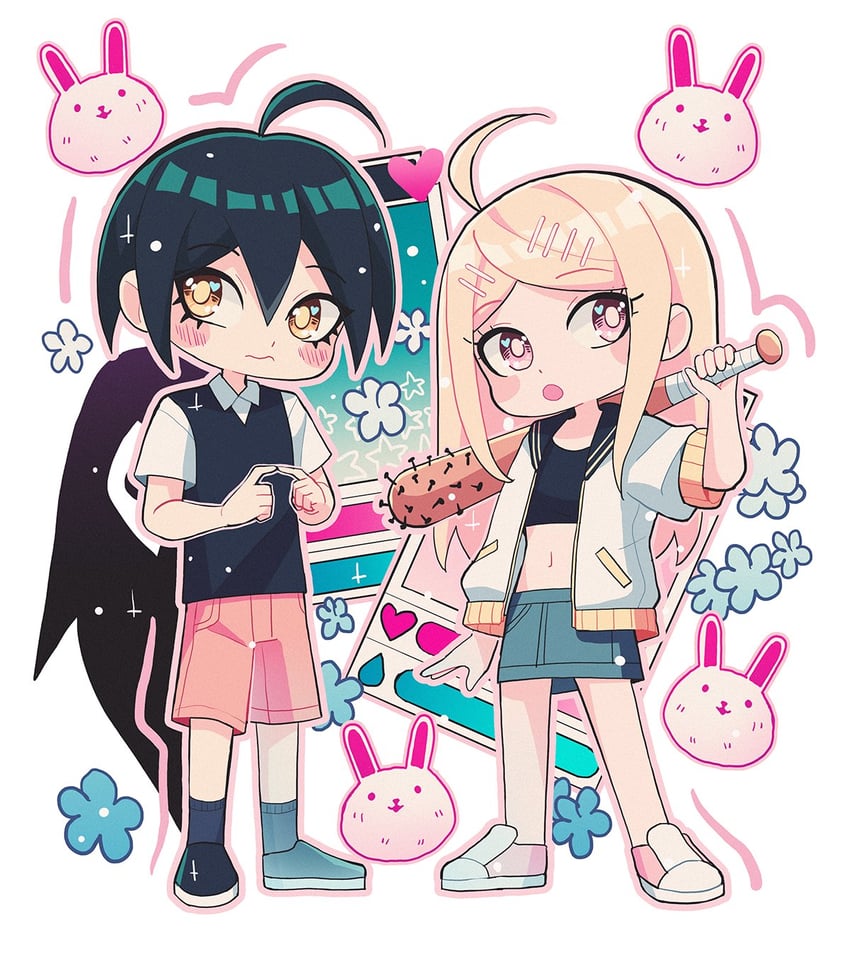 saihara shuichi, akamatsu kaede, sunny, aubrey, something, and 1 more (danganronpa and 2 more) drawn by cheer_(cheerpuppy14)