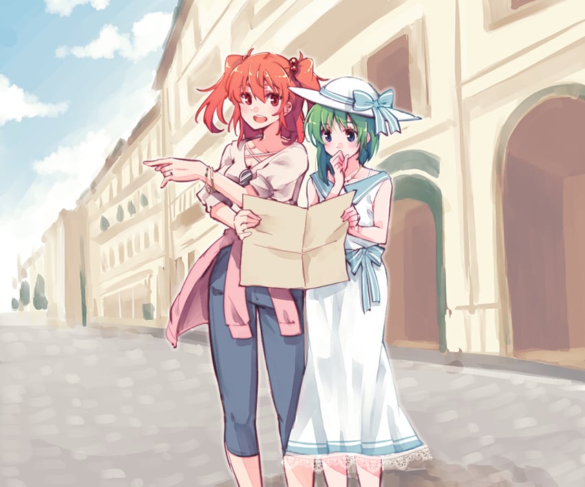 shiki eiki and onozuka komachi (touhou) drawn by kitsune_maru