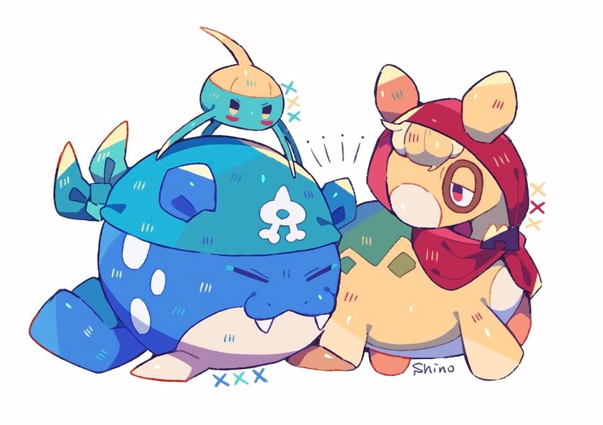 spheal, surskit, and numel (pokemon) drawn by shino_(shinoru_p)