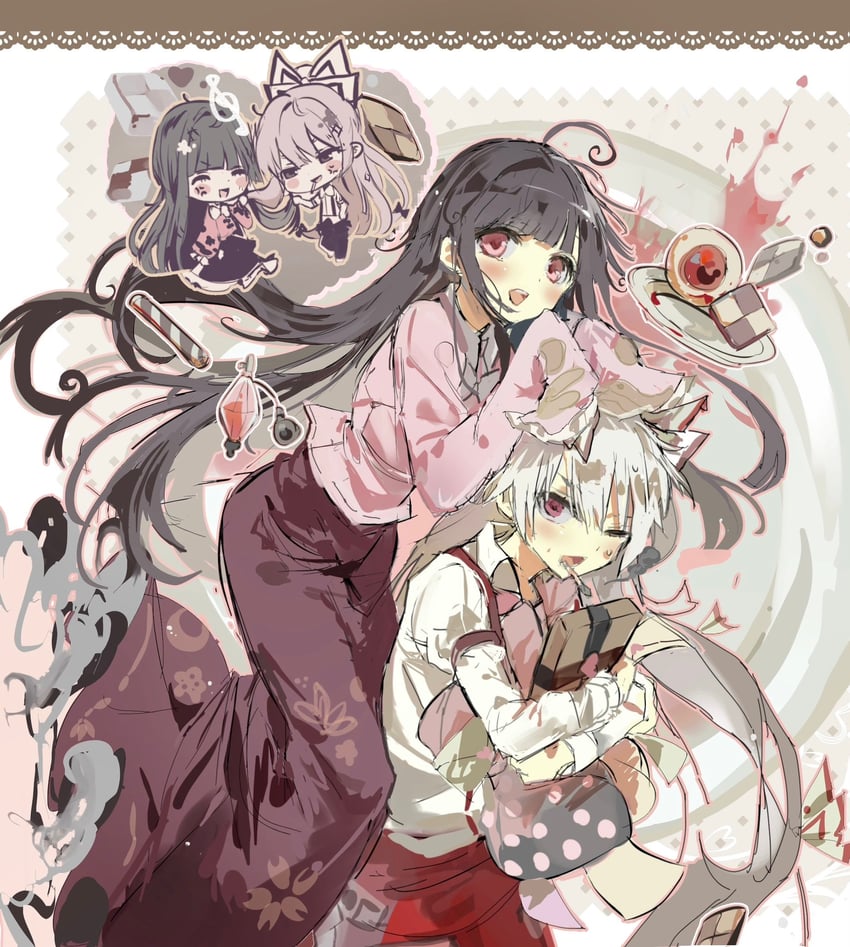 fujiwara no mokou and houraisan kaguya (touhou) drawn by sesmkun