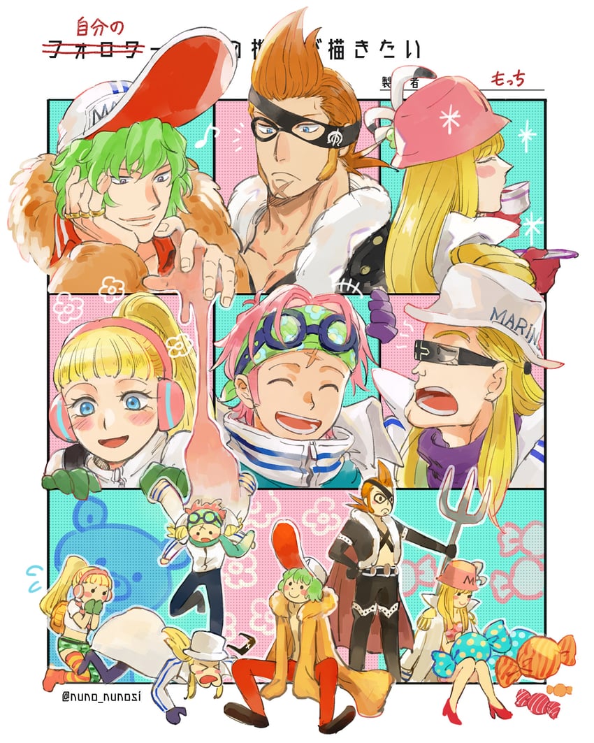 koby, x drake, helmeppo, hibari, kujaku, and 1 more (one piece) drawn by mocchi_(mkz)