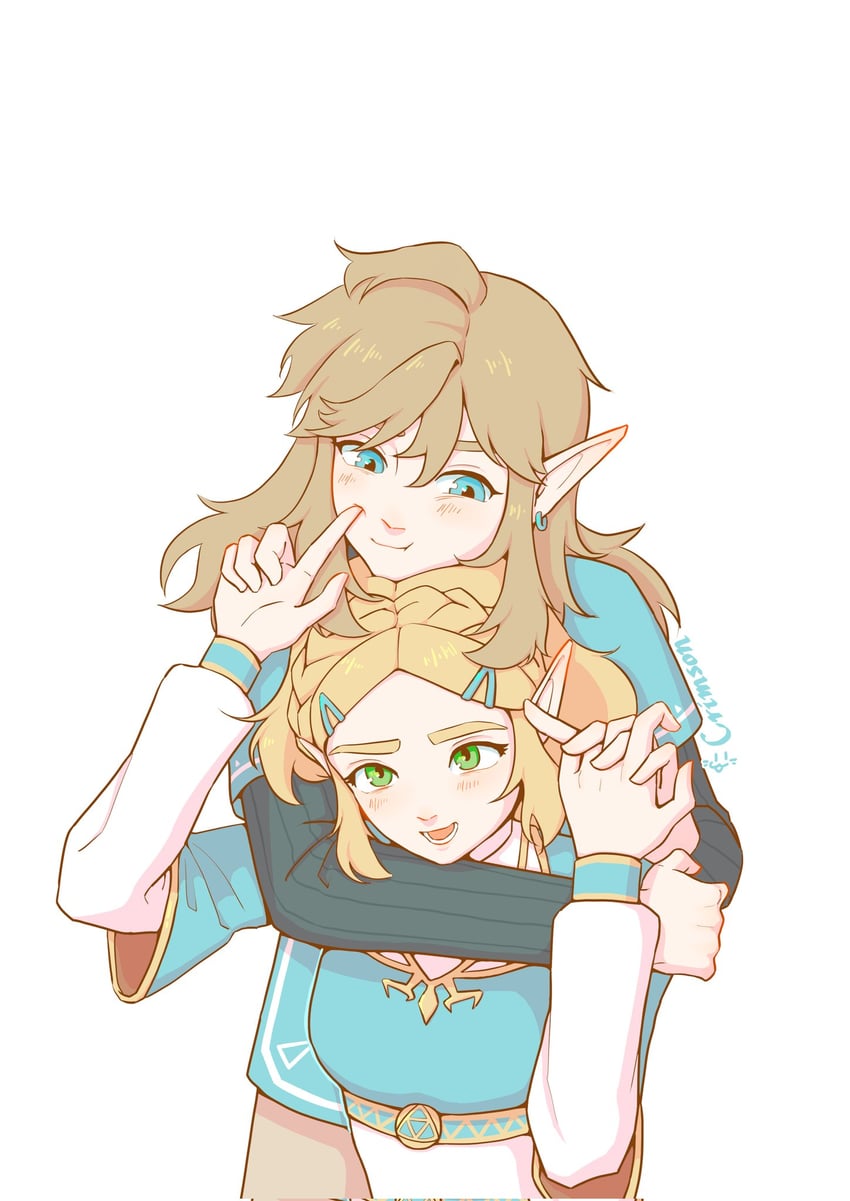 link and princess zelda (the legend of zelda and 1 more) drawn by lilysun1030