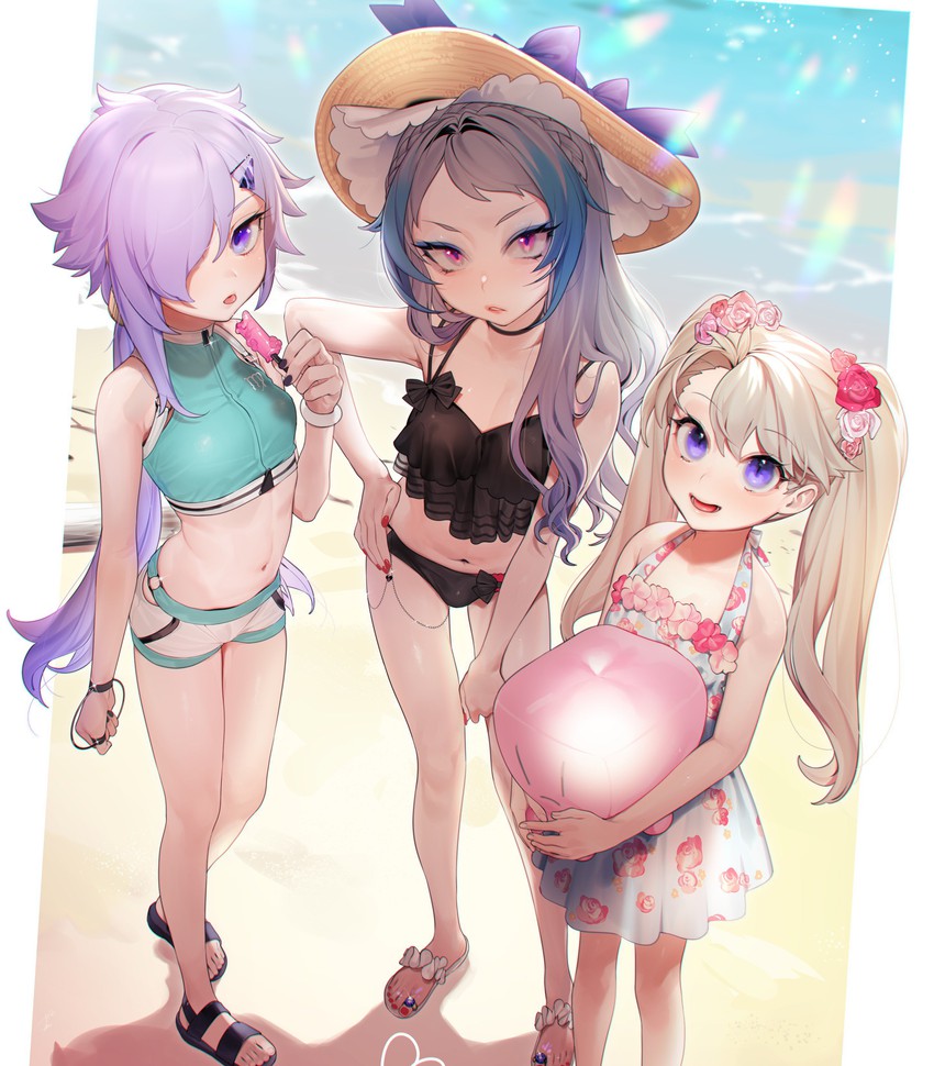 herme, die, and purple hair girl (original) drawn by ohisashiburi