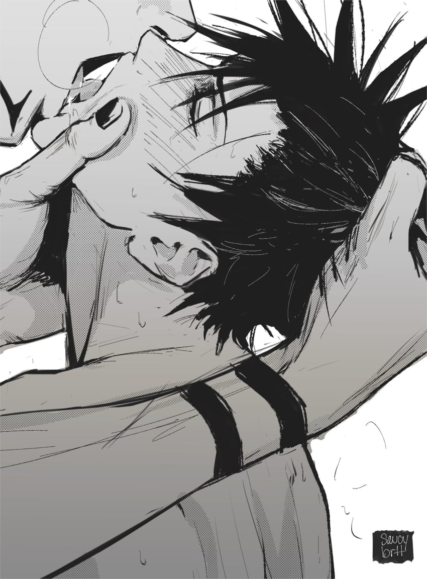 fushiguro megumi and ryoumen sukuna (jujutsu kaisen) drawn by saucybrtt