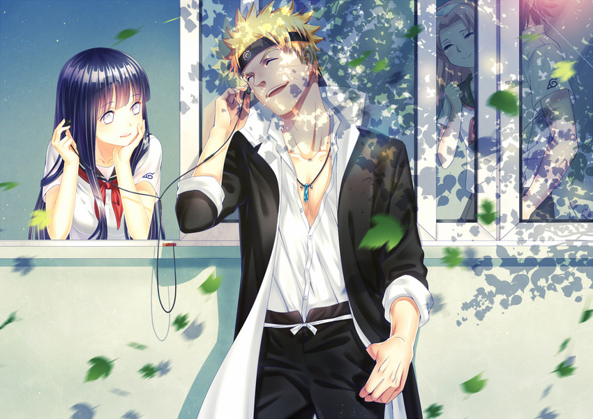 haruno sakura, uzumaki naruto, hyuuga hinata, and uchiha sasuke (naruto) drawn by haneru